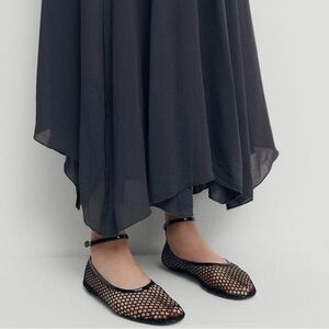 Mango net ankle bracelet flats